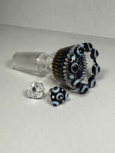 Load image into Gallery viewer, 14mm Rainbow Burst Bowl w/ Black and White Dotstacking
